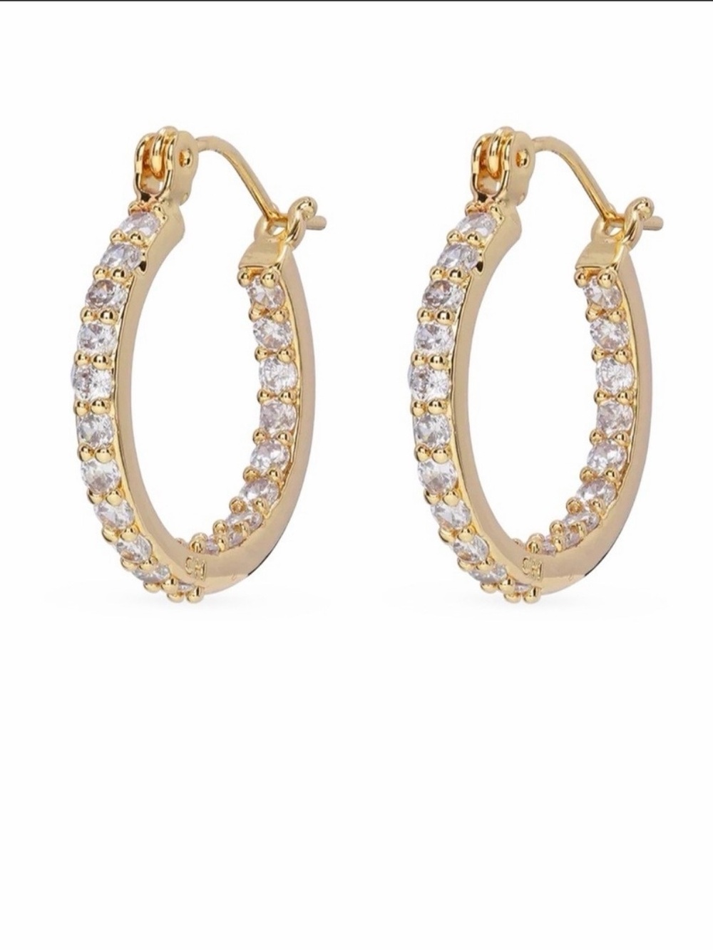 Mini Gold Crystal Pave Hoop Earrings - Elegant Women's Jewelry